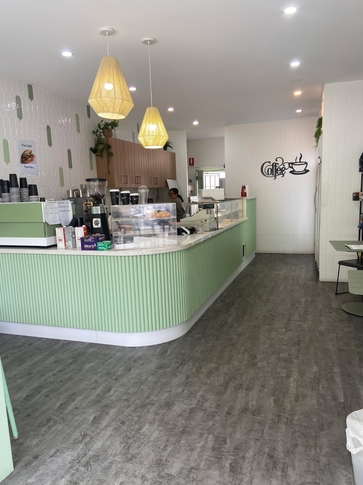 Inside Narrabeen Sandwich Delite — the counter and seating